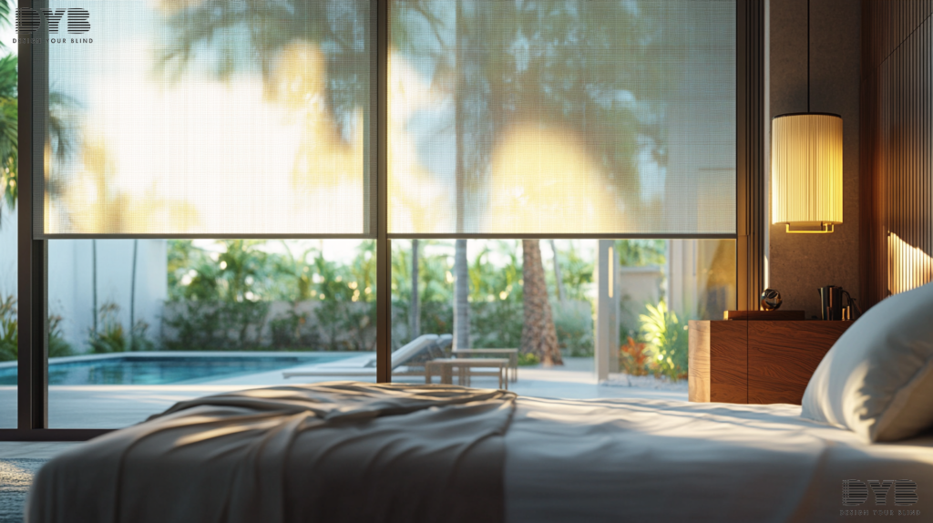 Screen Roller Shades in Boca Raton bedroom