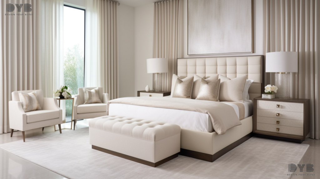 Blackout curtains in a modern Boca Raton bedroom, creating a peaceful and stylish retreat.