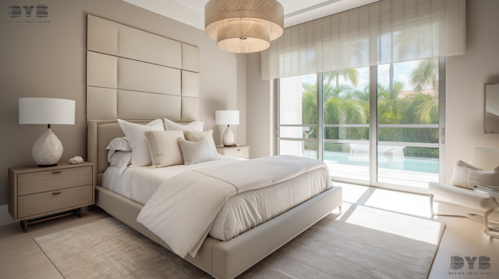 A guest bedroom with Honeycomb Shades in Boca Raton, Florida.