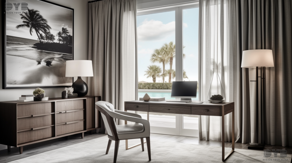 Blackout Curtains in a home office in West Palm Beach, FL.