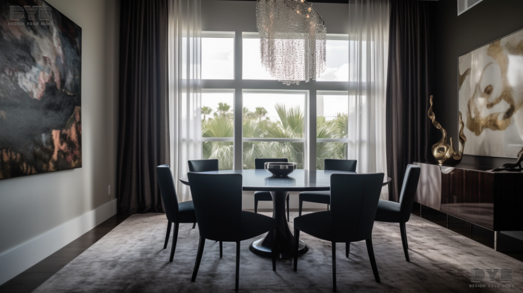 Blackout curtains in a contemporary Dining Room in Delray Beach, FL