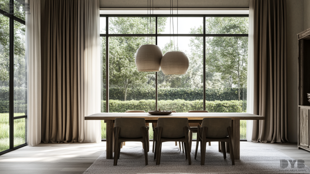 Blackout curtains in a Farmhouse Modern Casual Dining Room in Delray Beach, FL