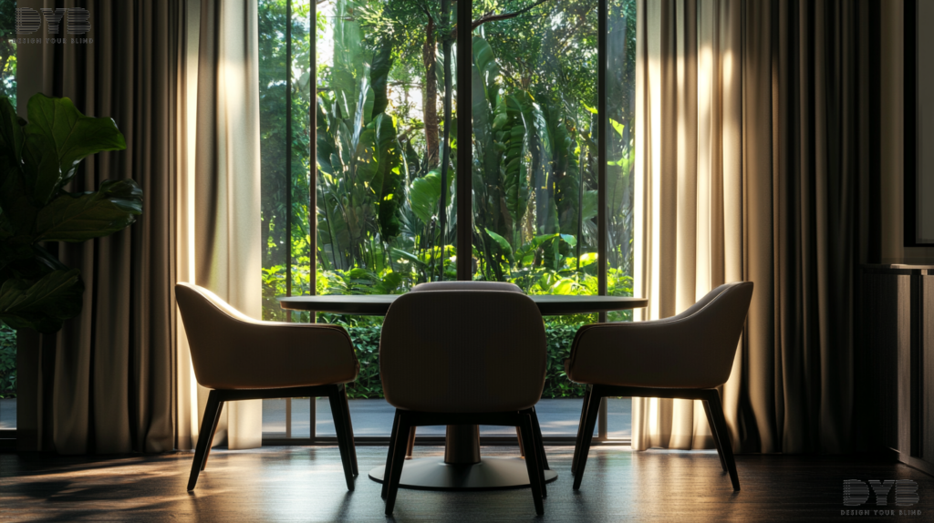 Blackout curtains in an Urban Modern Casual Dining Room in Delray Beach, FL