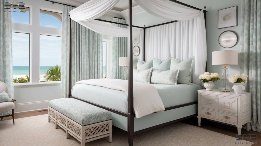 A master bedroom with blackout curtains in Palm Beach Gardens, FL