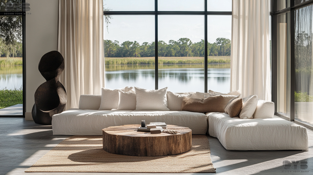 A farmhouse modern living room with Blackout Curtains in Parkland, Florida.
