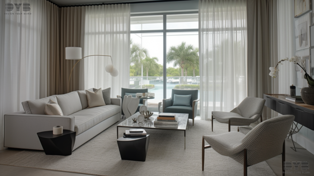 Sheer Curtains in a modern living room in Boca Raton