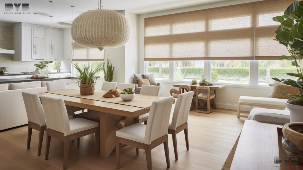 Boca Raton dining room with Blackout Roller Shades, a haven of peace and tranquility