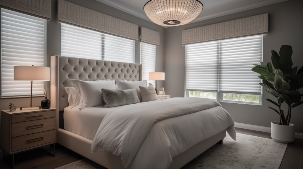 Motorized Blackout Cellular Shades in a Parkland Bedroom