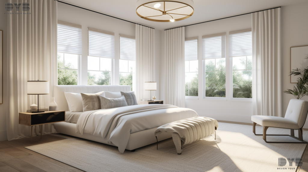 Blackout curtains in a Master bedroom in Palm Beach Gardens, Florida