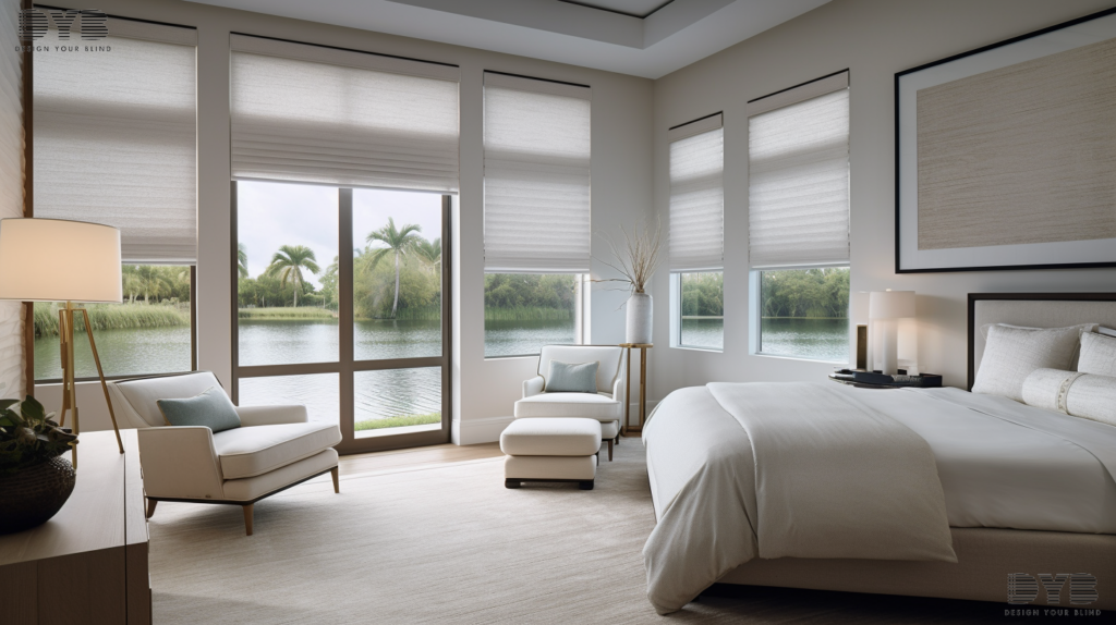 Roman Shades in a Boynton Beach Guest Bedroom, adding a touch of elegance and functionality.