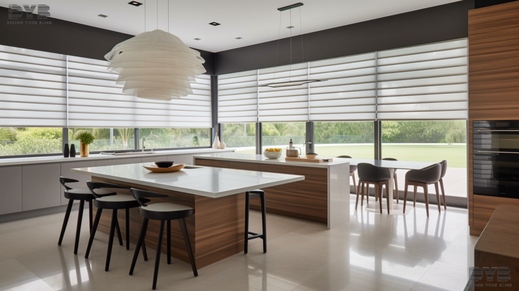 Solar Roller Shades in a Boynton Beach Kitchen, creating a stylish and functional space.