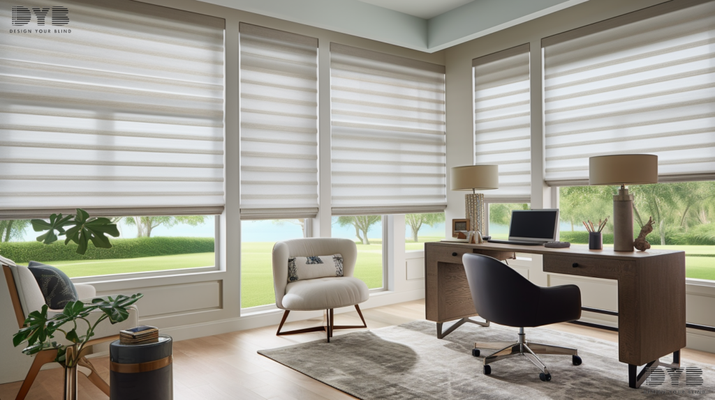 Home office with Roman Shades in Delray Beach, Florida