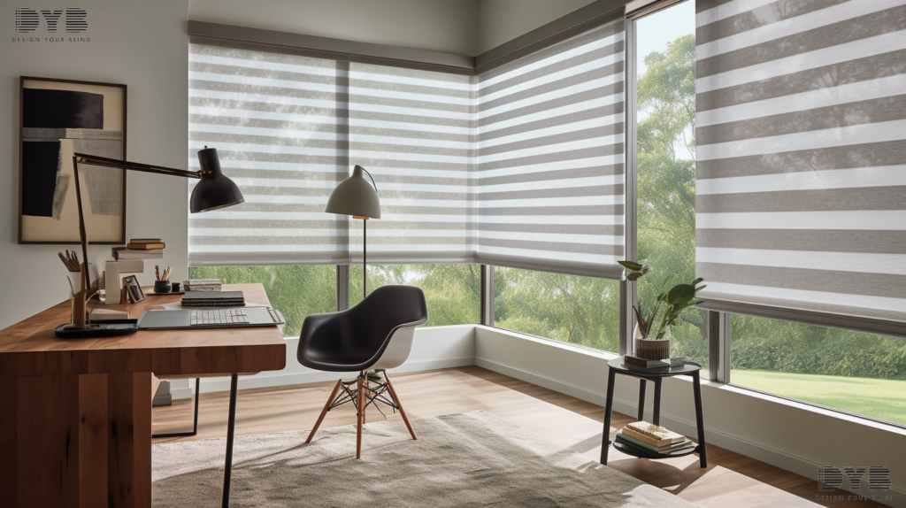 Modern home office with Roller Shades in Boynton Beach, FL