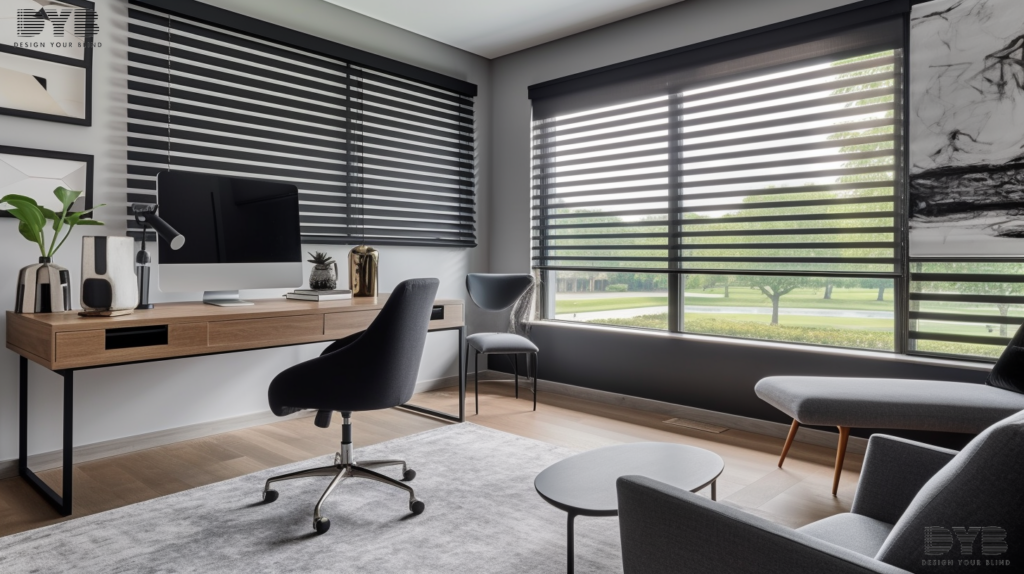Modern home office with Zebra Shades in Boynton Beach, FL