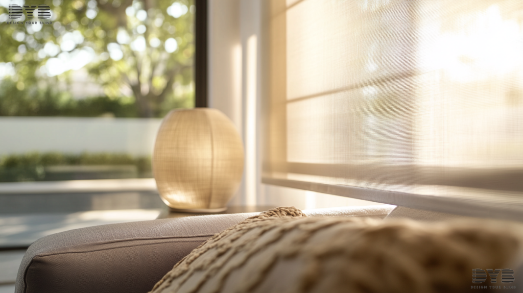 Close-up of Roller Shades in a Parkland, FL living room