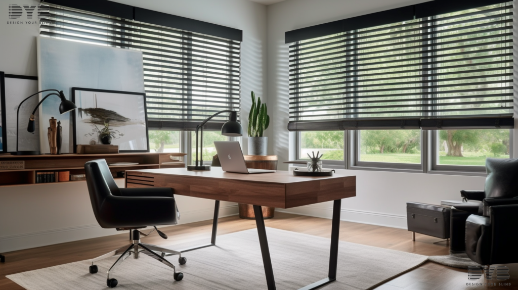 A home office with Solar Shades in Lighthouse Point, FL