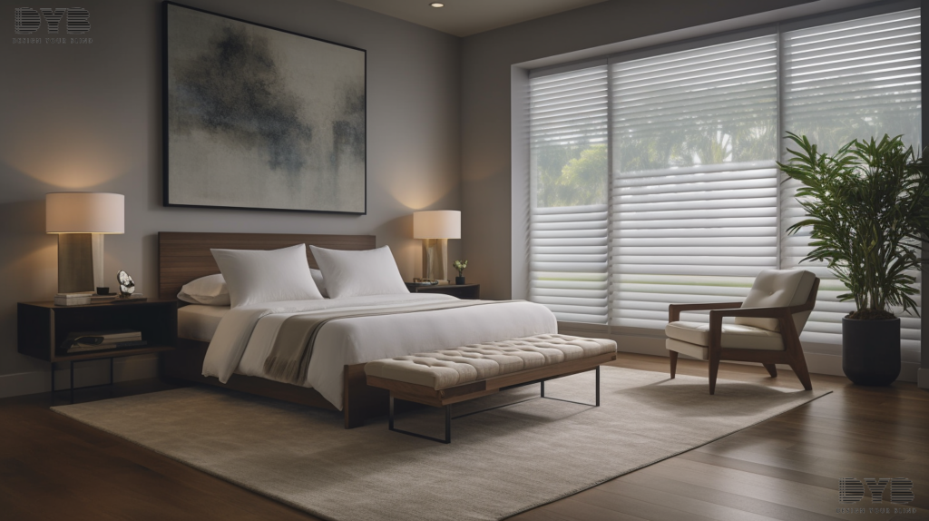 Screen Roller Shades in a Lighthouse Point bedroom with a view of the Intercoastal Waterway