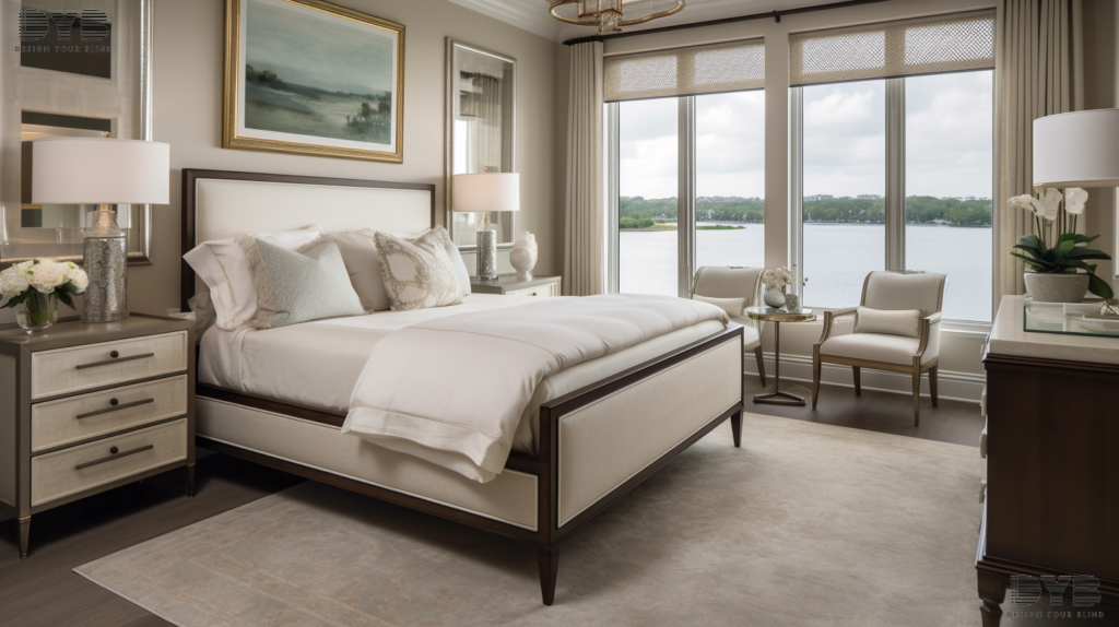 A master bedroom with Solar Shades in Lighthouse Point, FL