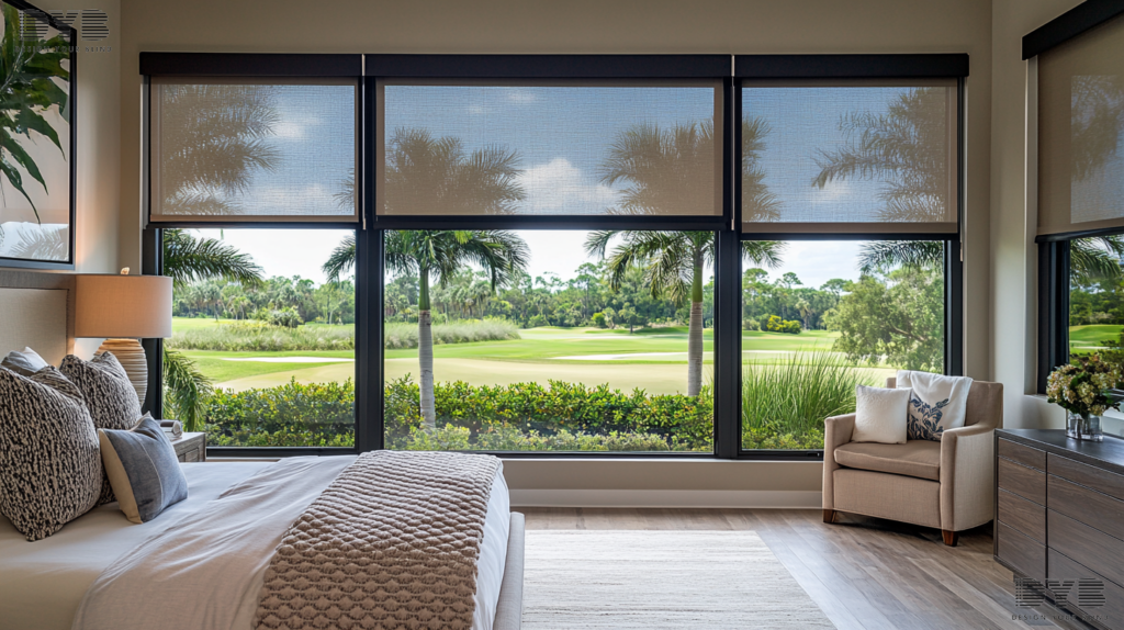 Guest Bedroom with Roller Shades in Parkland, Florida