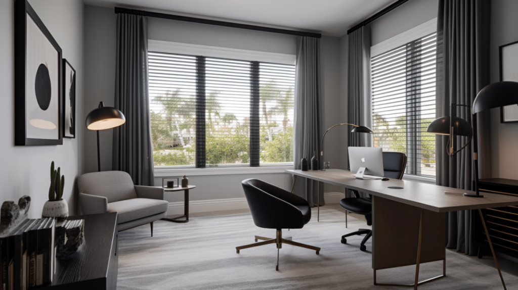 Blackout Curtains in a Boca Raton Home Office