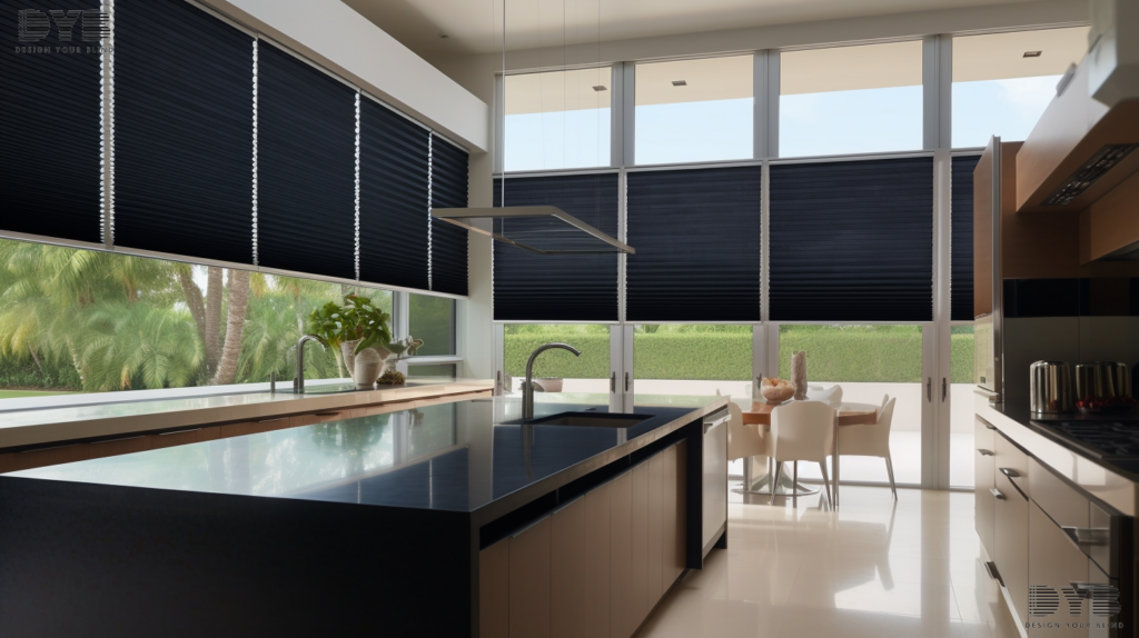 Boca Raton Kitchen with Honeycomb Shades, contemporary design, Ethan Allen furniture