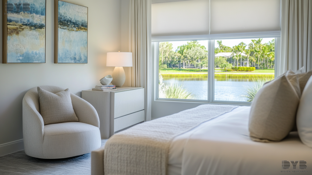 Roller Shades in a Guest Bedroom in Lighthouse Point