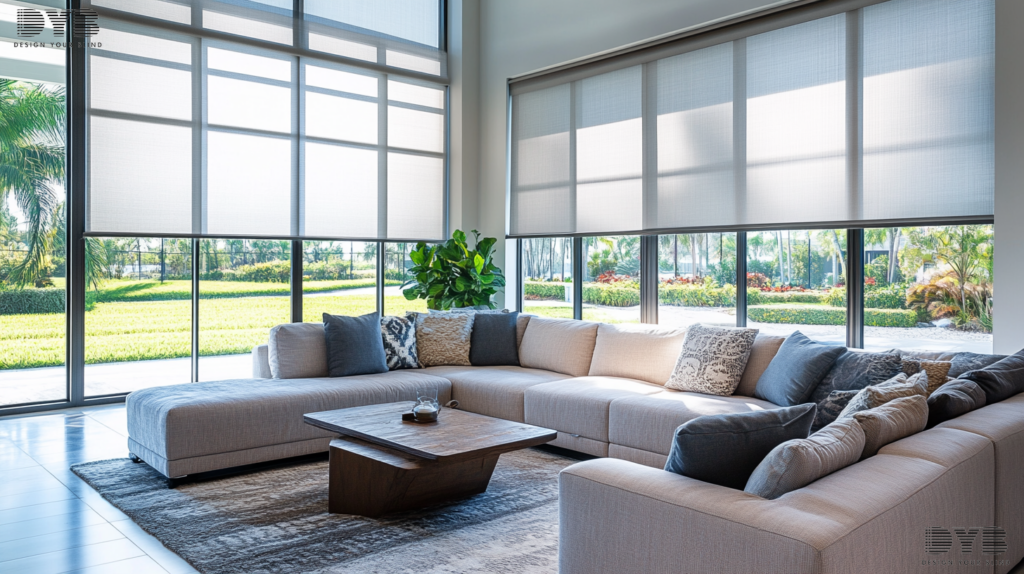 Roller Shades in a Lighthouse Point living room