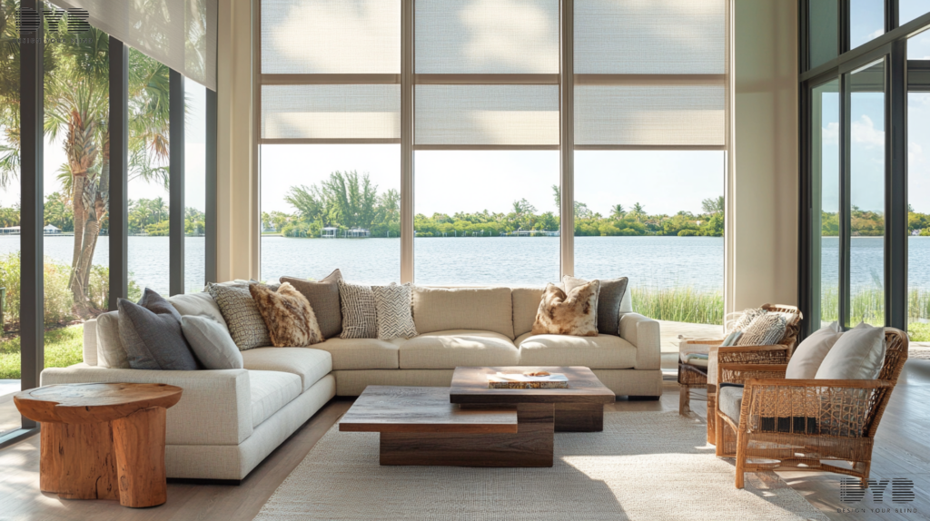 Roller Shades in a Lighthouse Point living room