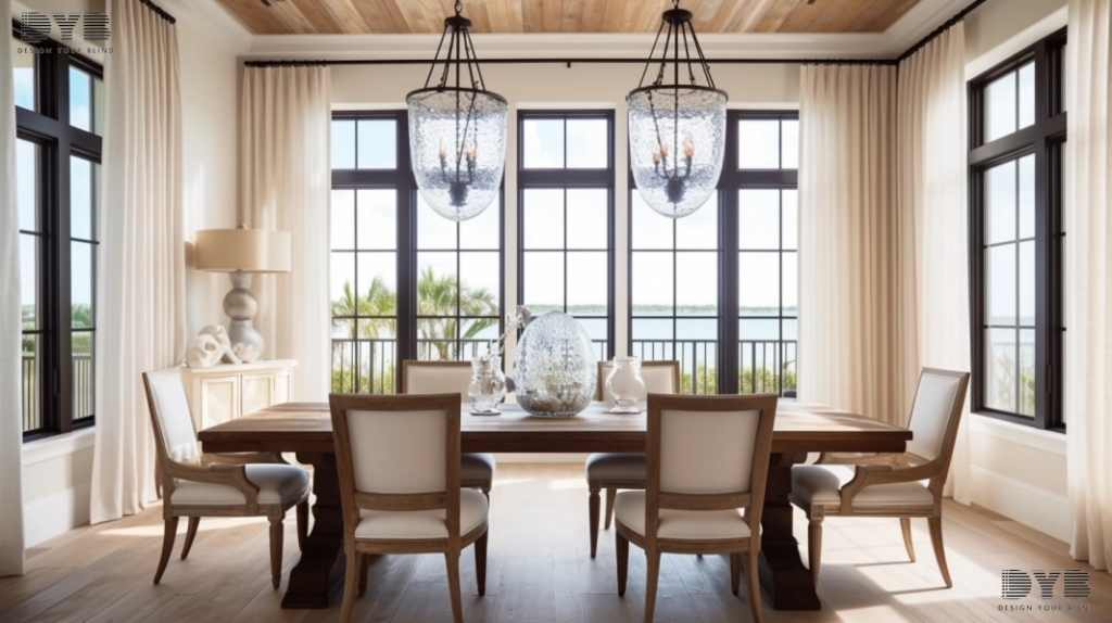 Sheer Curtains in a Casual Dining Room in Boca Raton, FL.