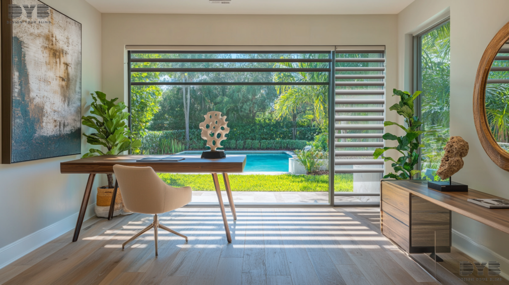 Zebra Shades in a modern Home Office in Lighthouse Point, FL